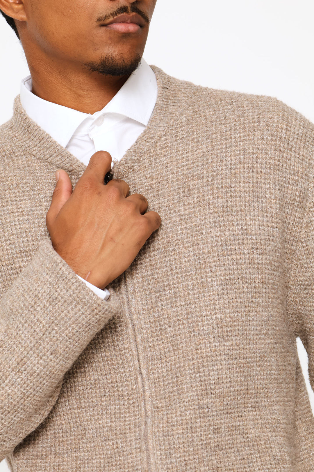 Long Sleeve Knitwear Jacket - Taupe