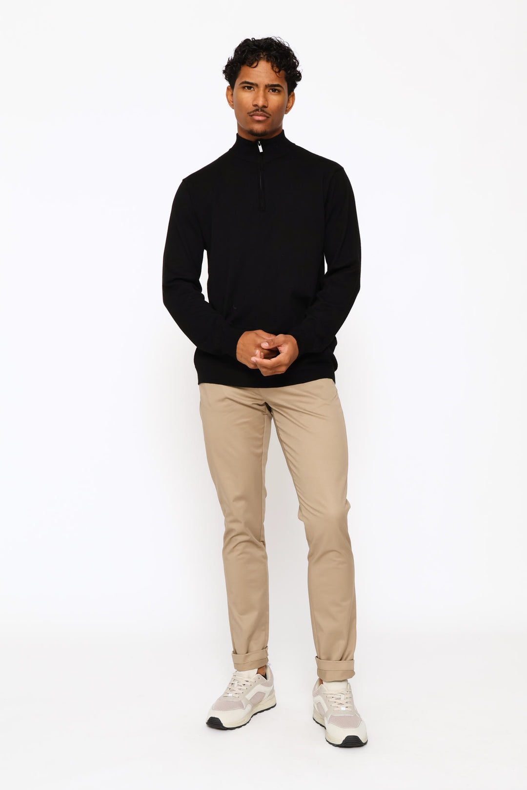 Long Sleeve Quarter Zip Pullover - Black