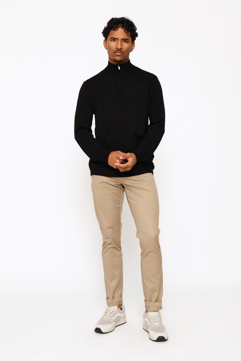 Long Sleeve Quarter Zip Pullover - Black