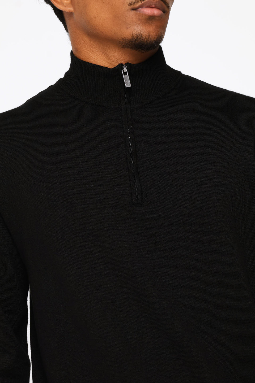 Long Sleeve Quarter Zip Pullover - Black