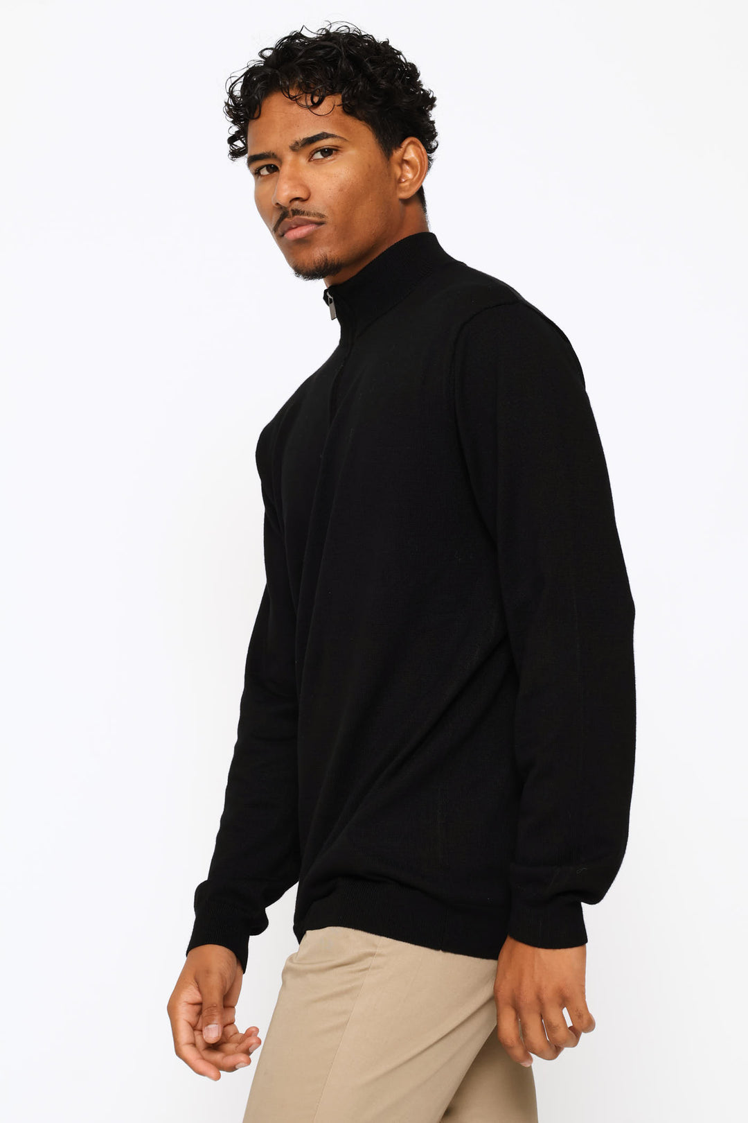 Long Sleeve Quarter Zip Pullover - Black