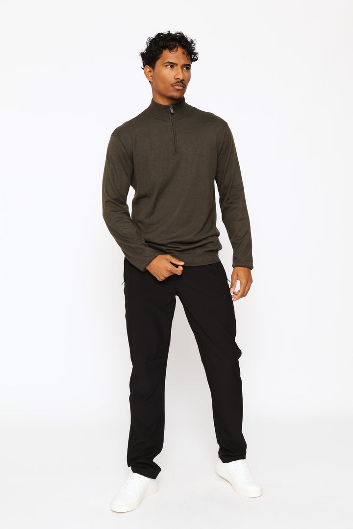 Long Sleeve Quarter Zip Pullover - Fatigue