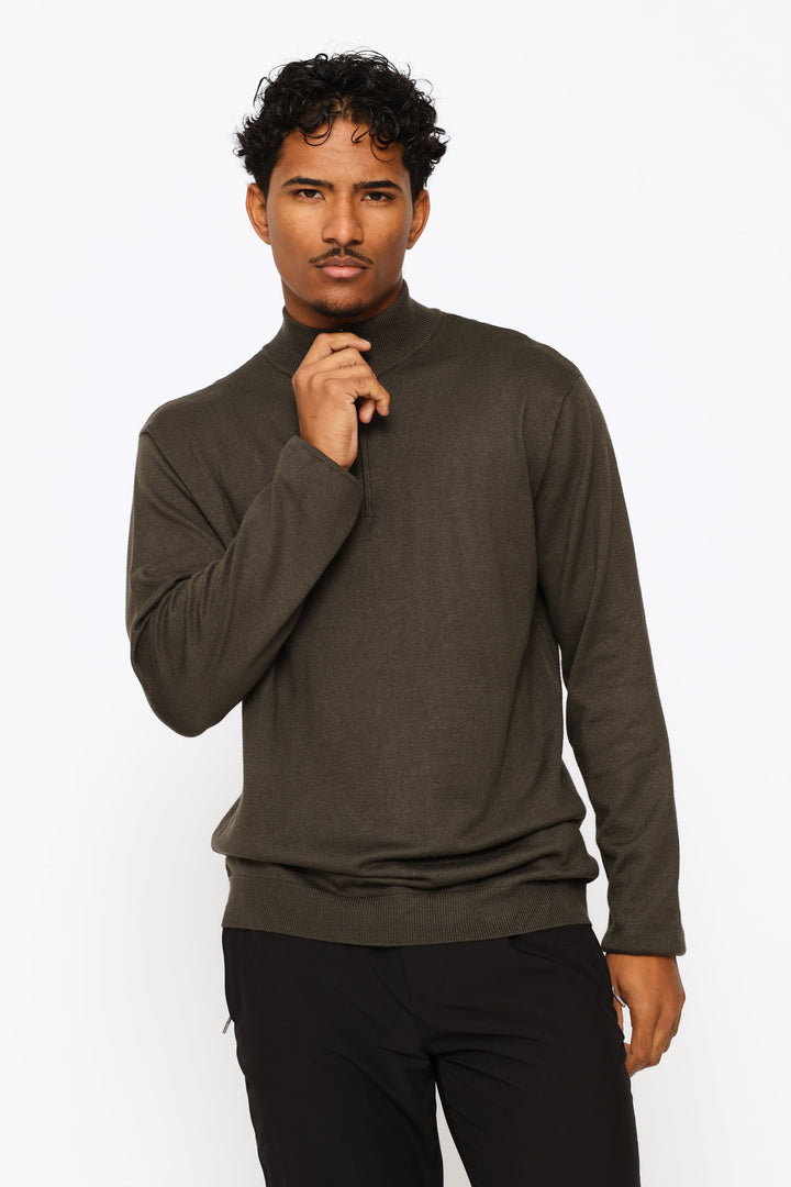 Long Sleeve Quarter Zip Pullover - Fatigue