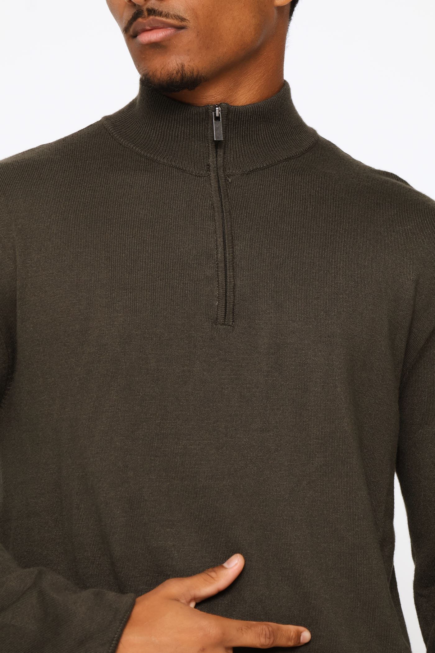 Mens Long Sleeve Quarter Zip Pullover - Fatigue – Edgars