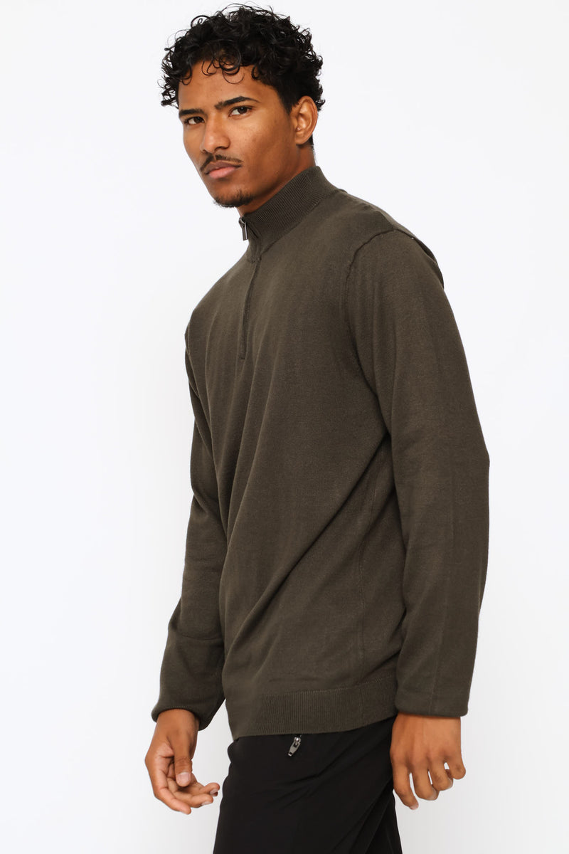 Long Sleeve Quarter Zip Pullover - Fatigue
