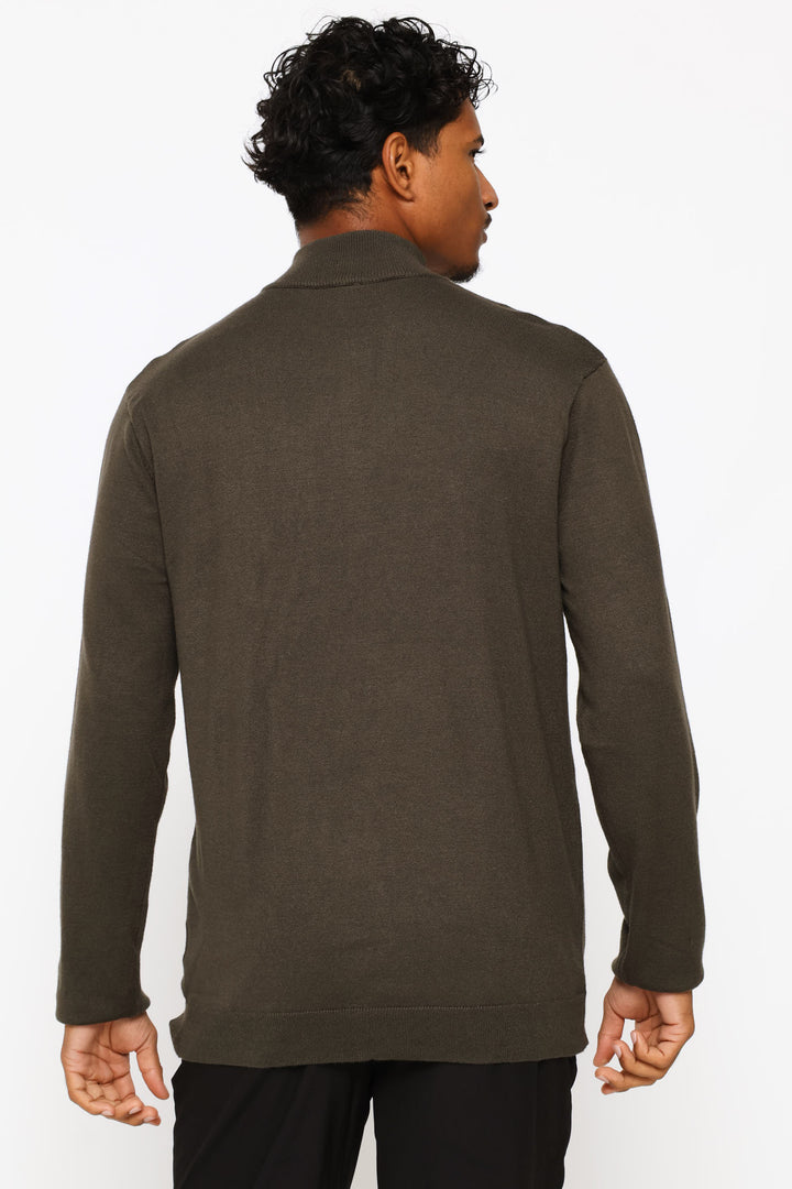 Long Sleeve Quarter Zip Pullover - Fatigue
