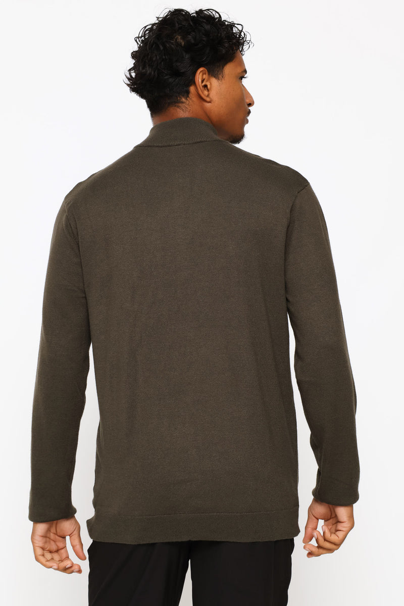 Long Sleeve Quarter Zip Pullover - Fatigue