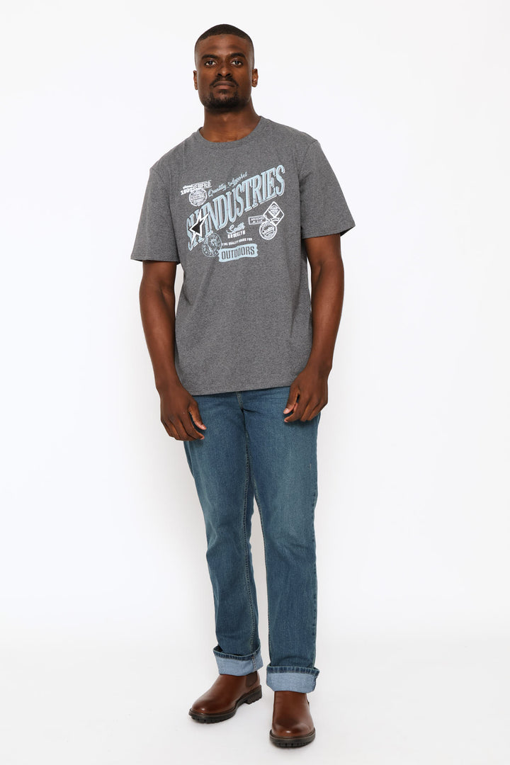 Mid Tint Straight Stretch Denim - Mid Wash