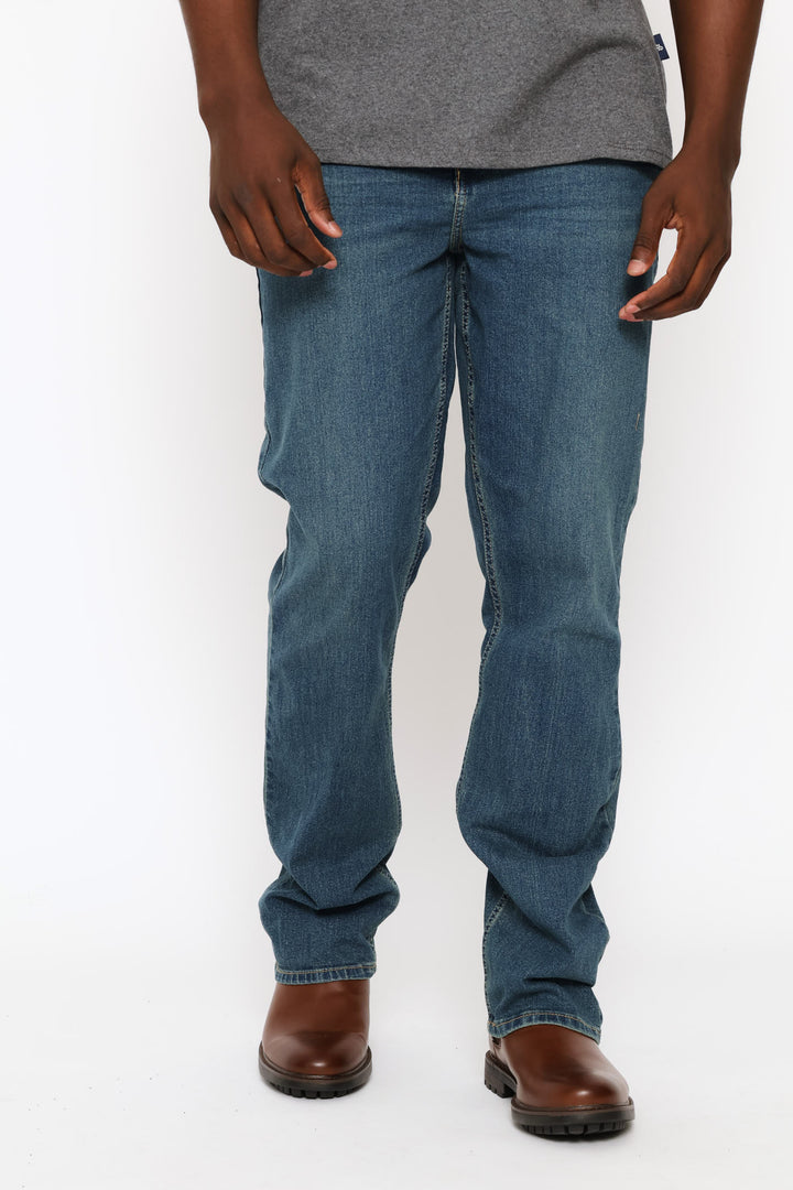 Mid Tint Straight Stretch Denim - Mid Wash