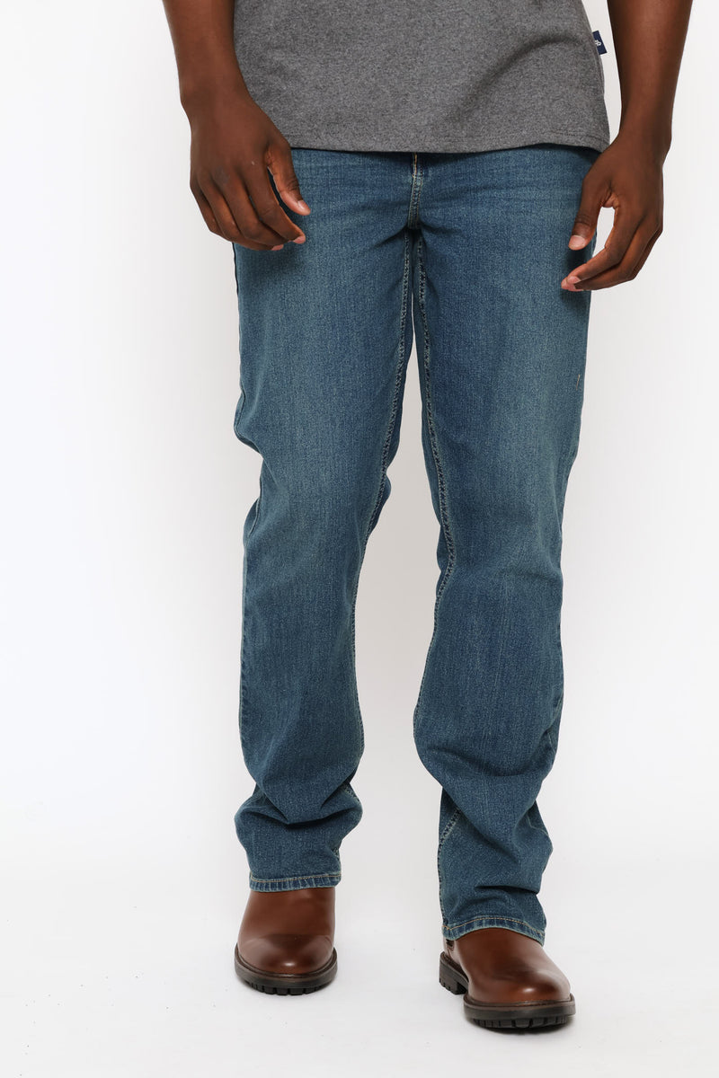 Mid Tint Straight Stretch Denim - Mid Wash