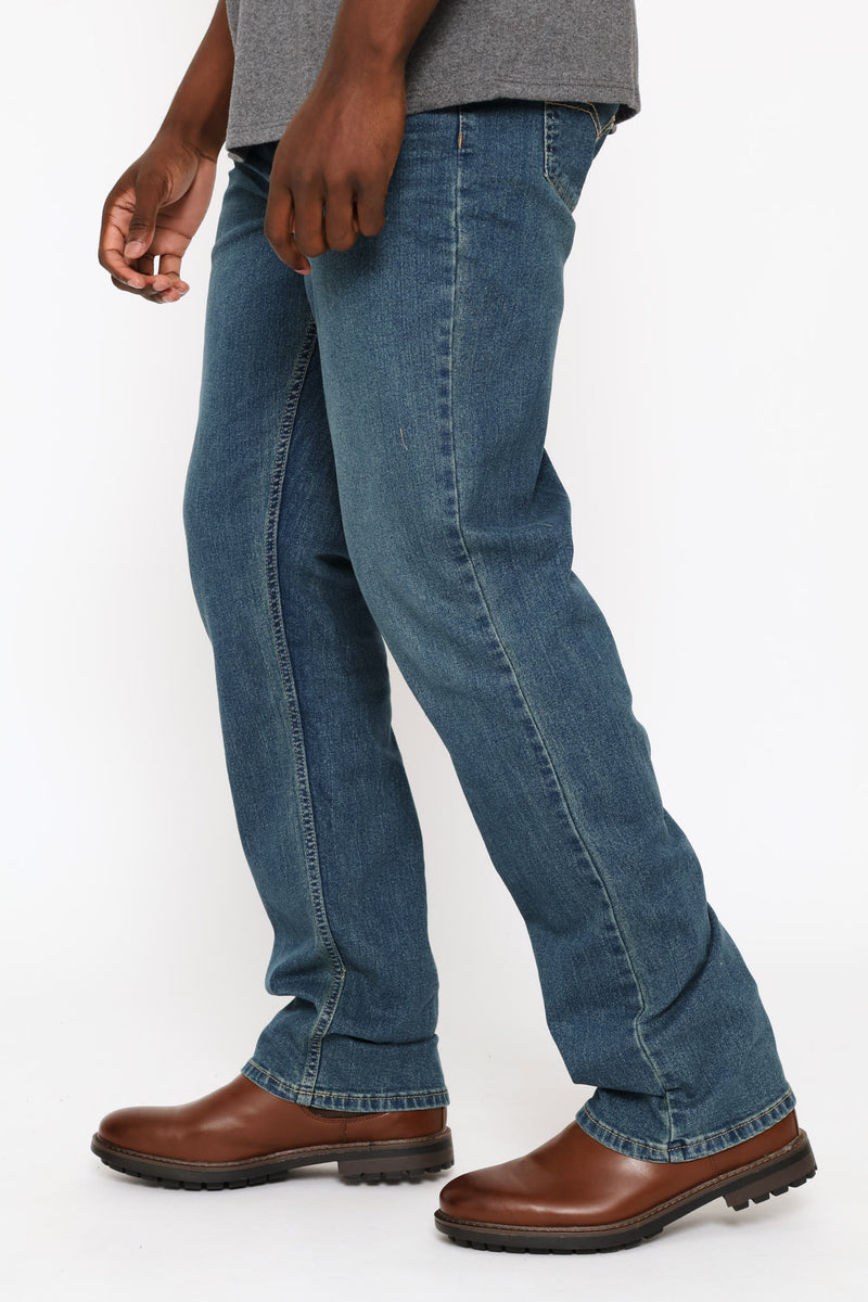 Mid Tint Straight Stretch Denim - Mid Wash