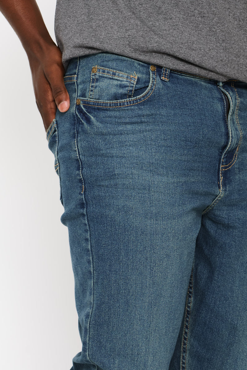 Mid Tint Straight Stretch Denim - Mid Wash