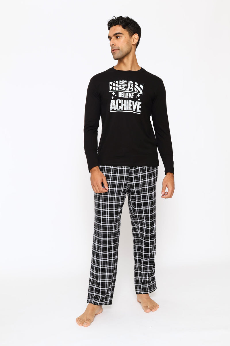 Long Sleeve Dream Slogan Tee - Black
