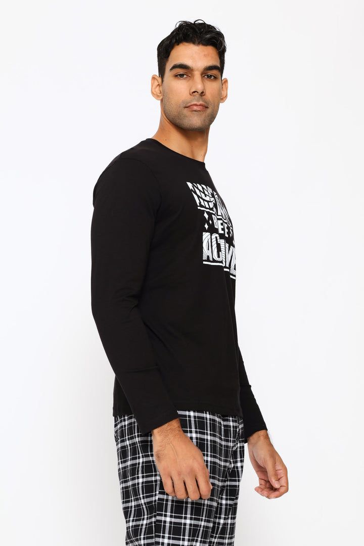 Long Sleeve Dream Slogan Tee - Black