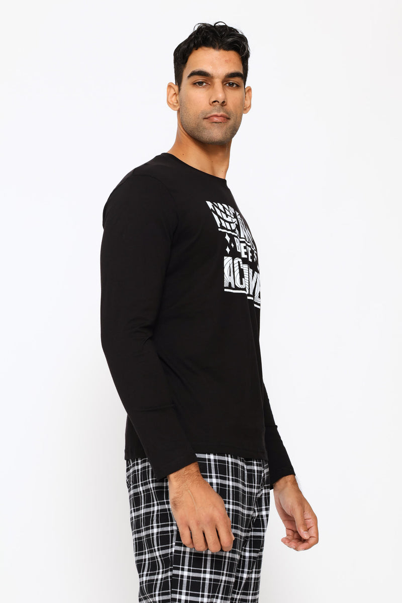 Long Sleeve Dream Slogan Tee - Black