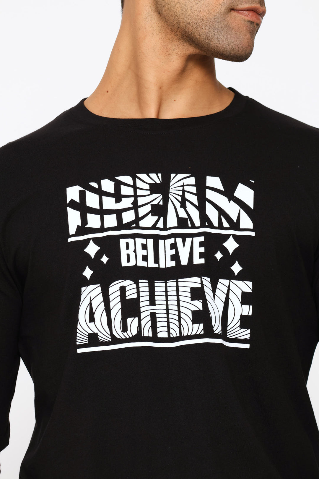 Long Sleeve Dream Slogan Tee - Black