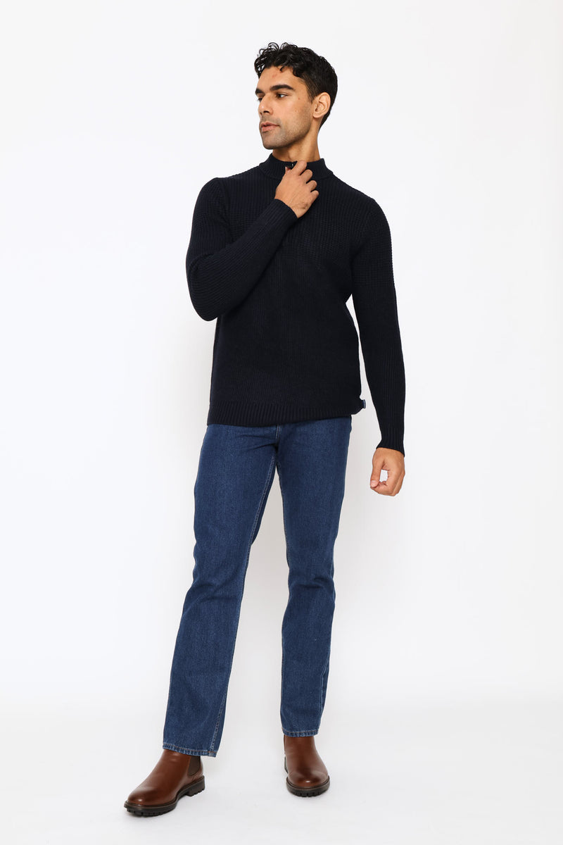 Quarter Zip Knitwear - Navy