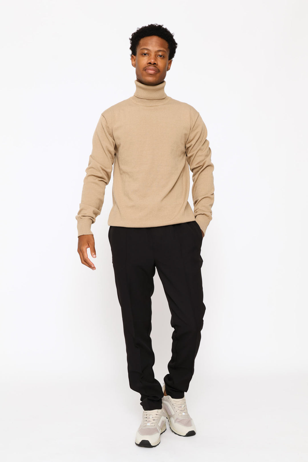 Fine Knit Poloneck - Taupe