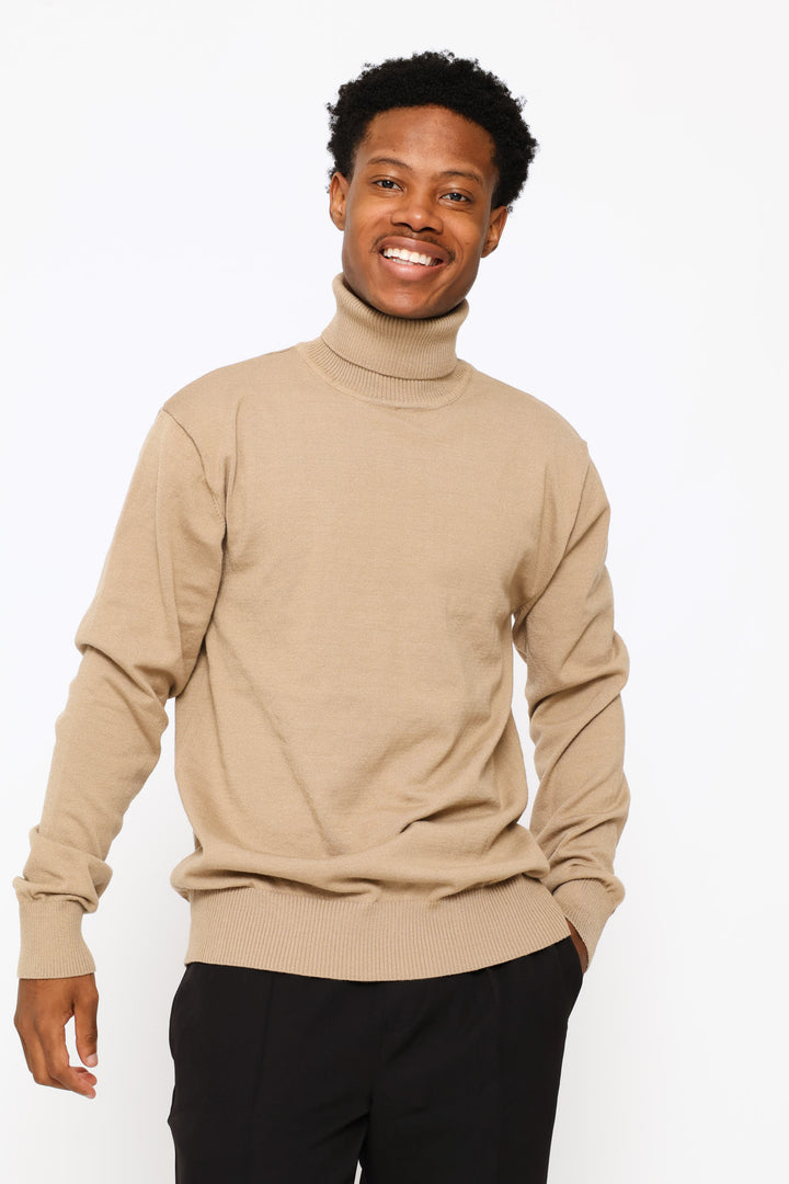 Fine Knit Poloneck - Taupe