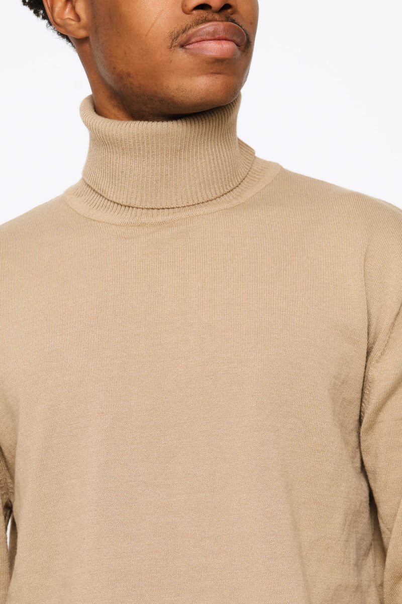 Fine Knit Poloneck - Taupe
