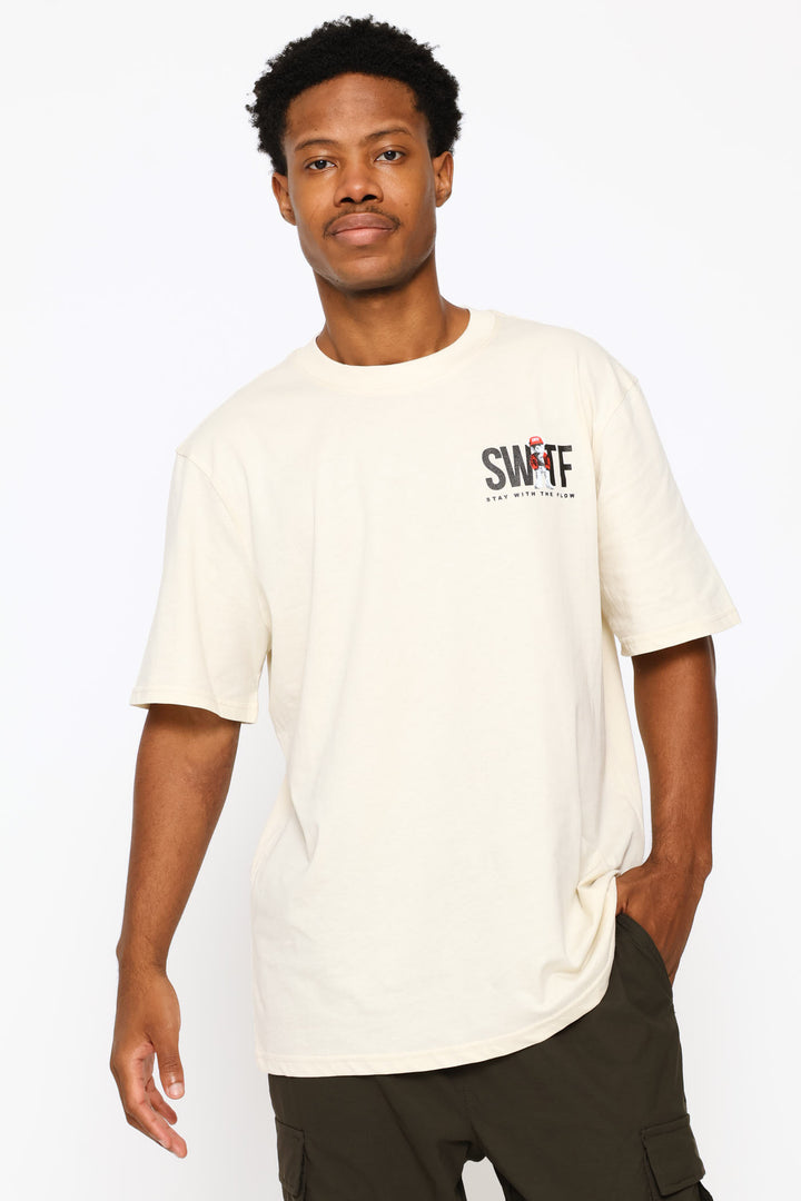 Swtf Front & Back Bear Print Tee - Ecru