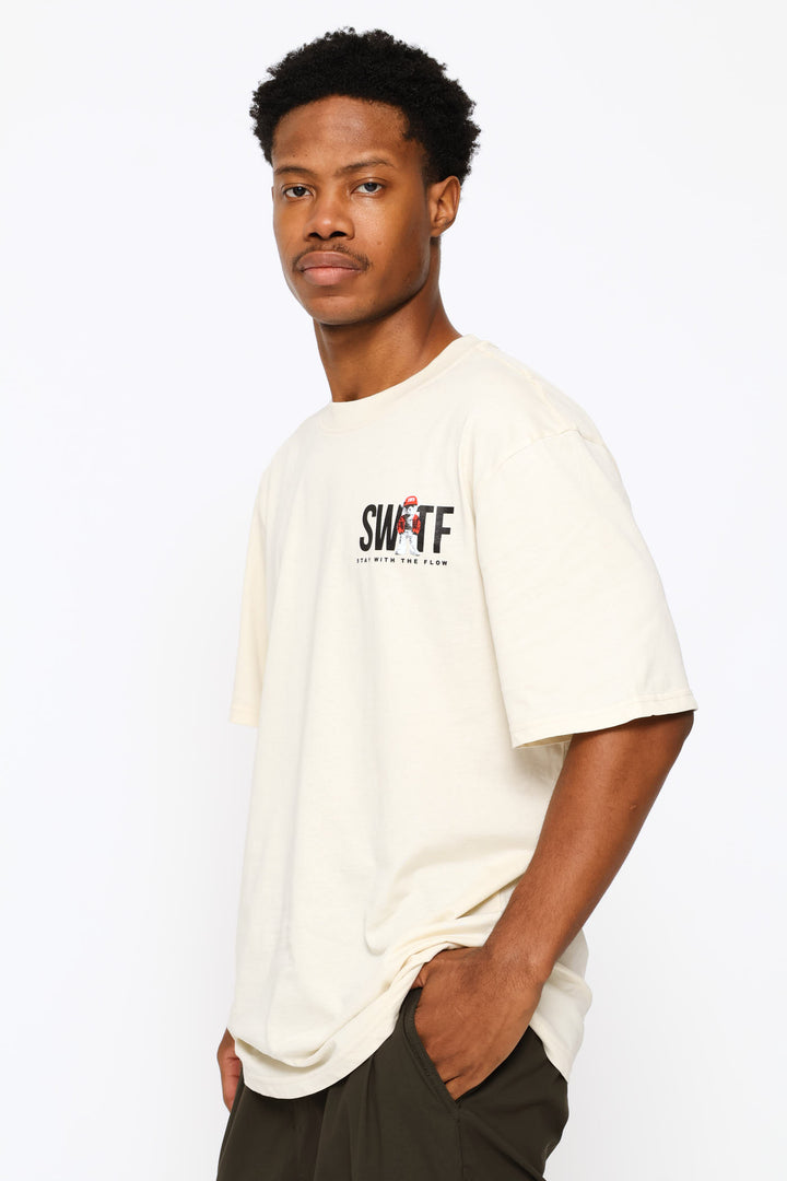 Swtf Front & Back Bear Print Tee - Ecru