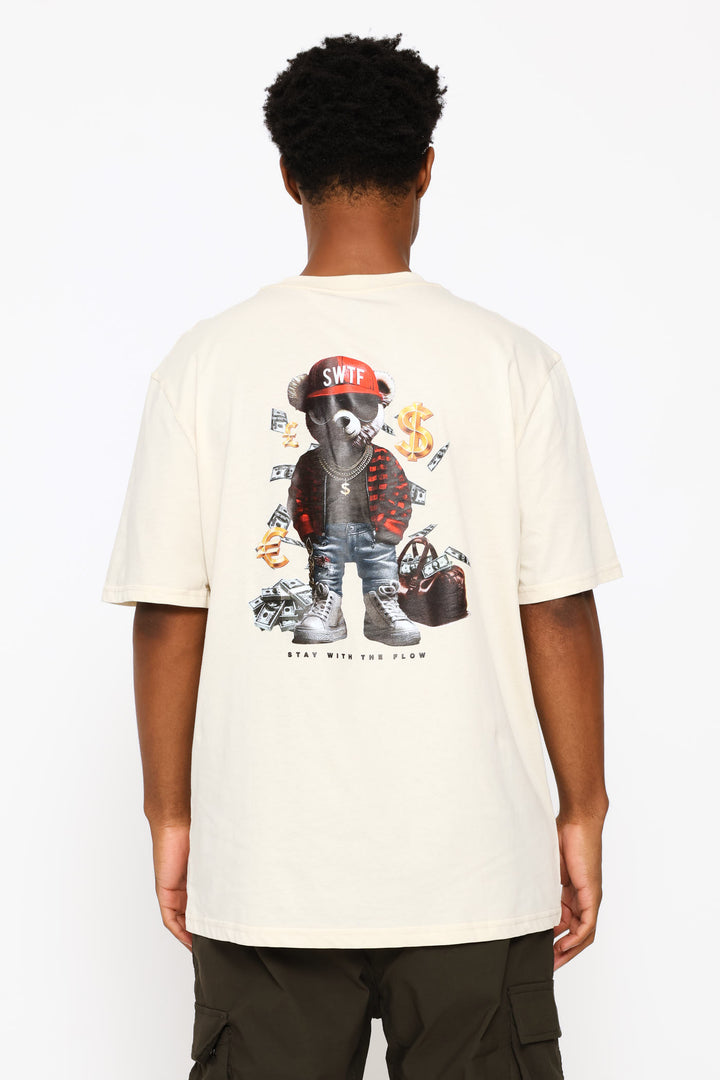 Swtf Front & Back Bear Print Tee - Ecru
