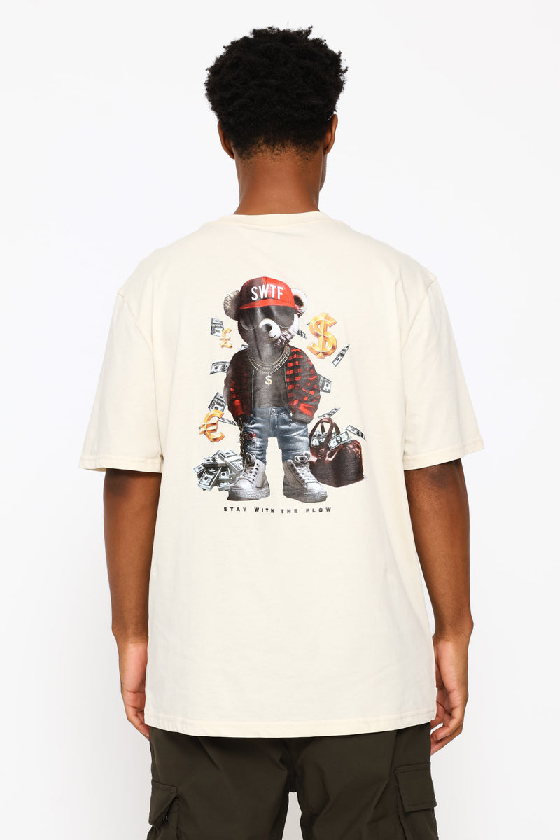 Swtf Front & Back Bear Print Tee - Ecru