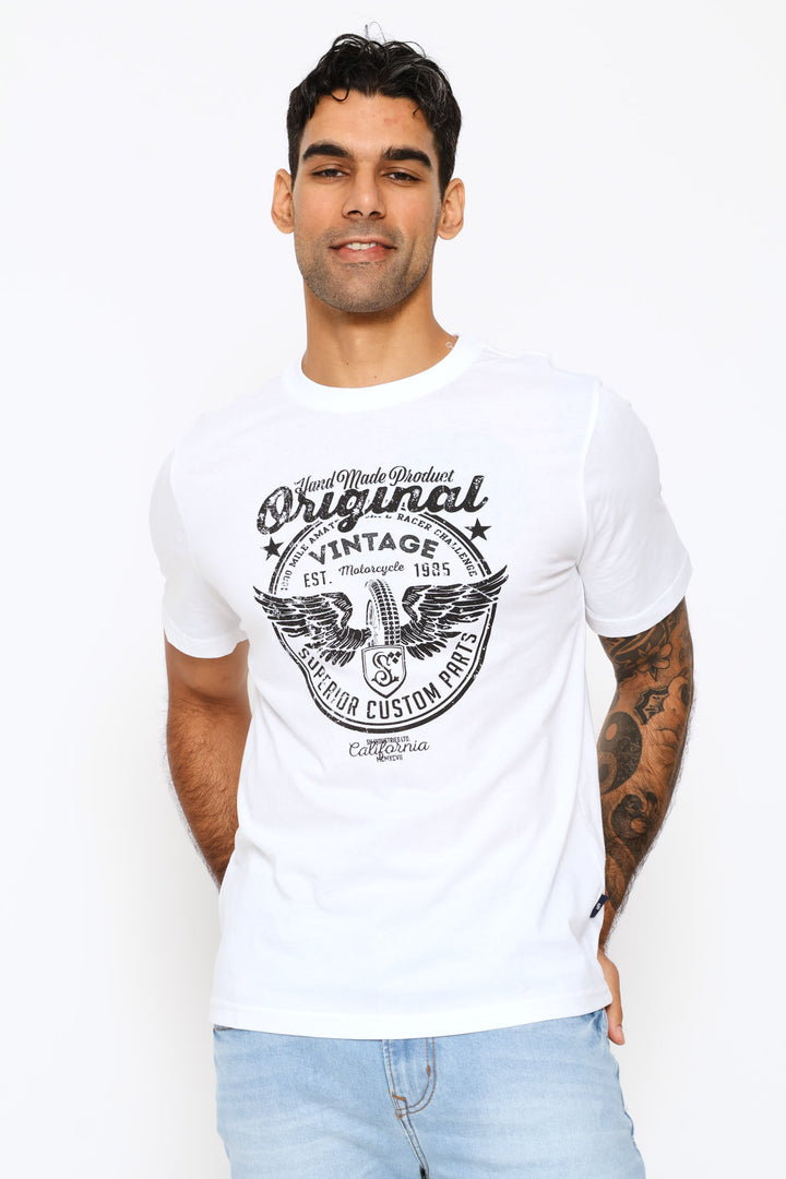 Aces & Icons Tropical Script Tee - White