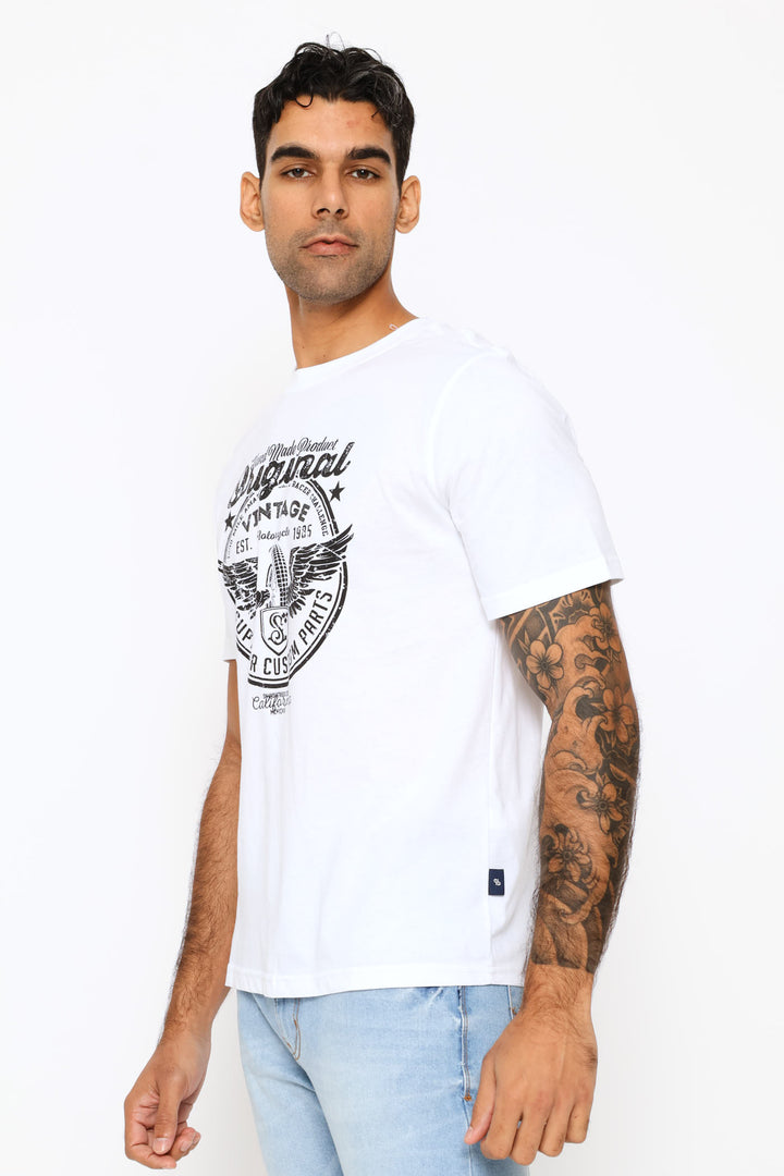Aces & Icons Tropical Script Tee - White