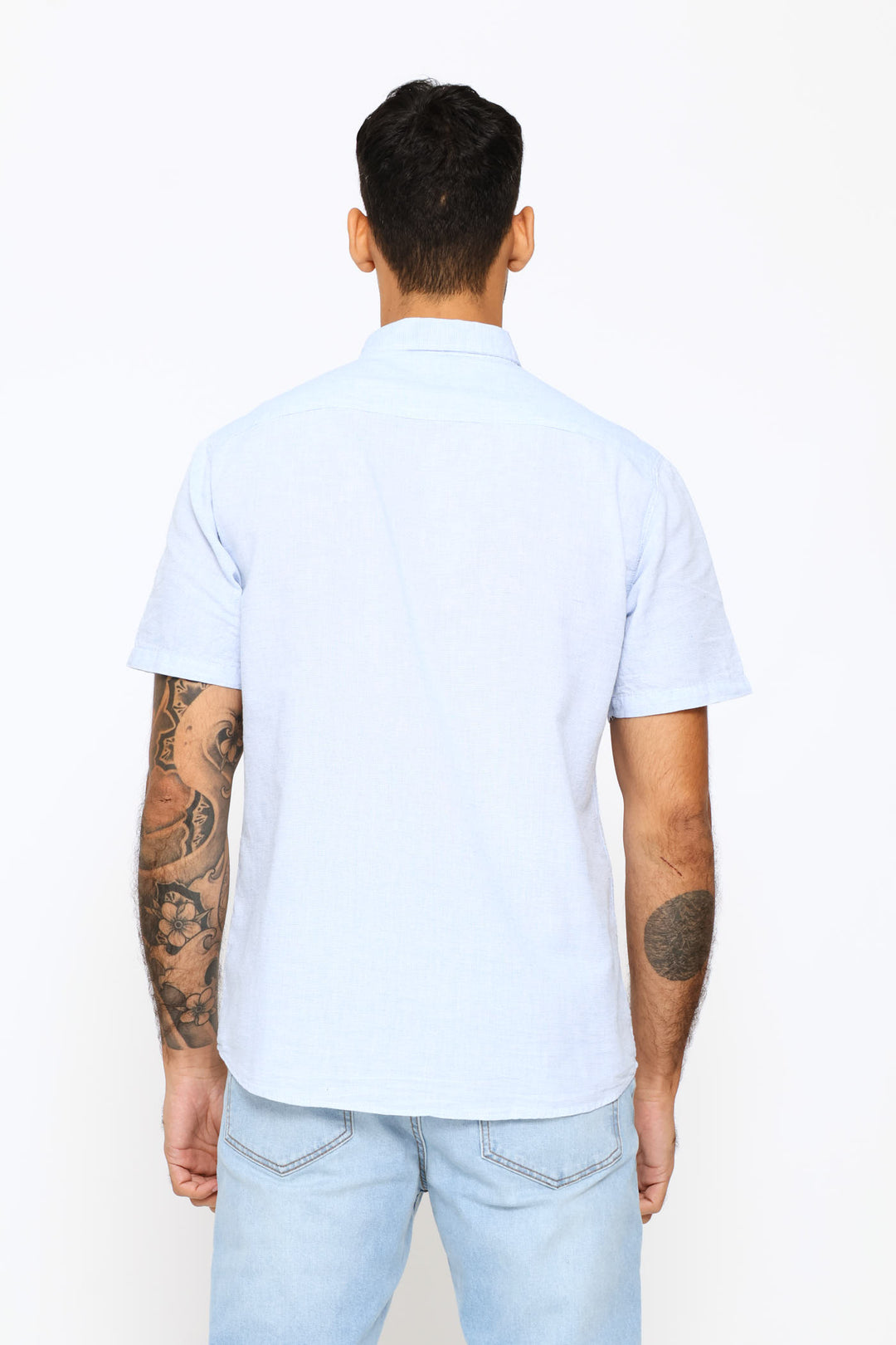 Short Sleeve Slub Shirt - Blue