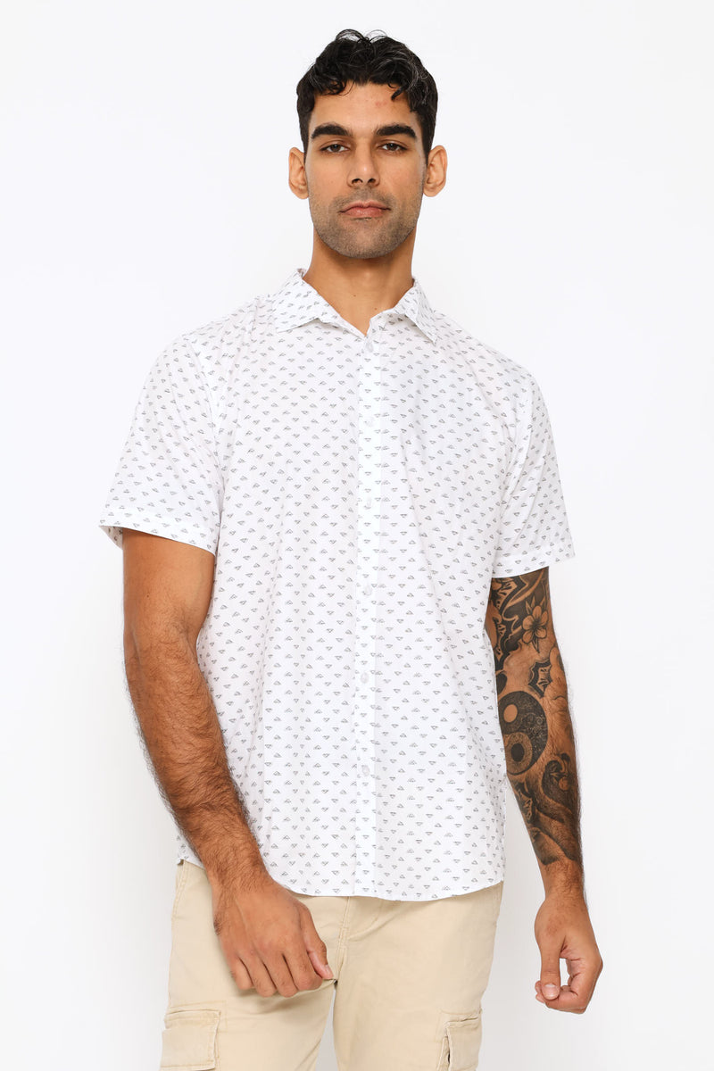 Triangle Print Regular Shirt - White