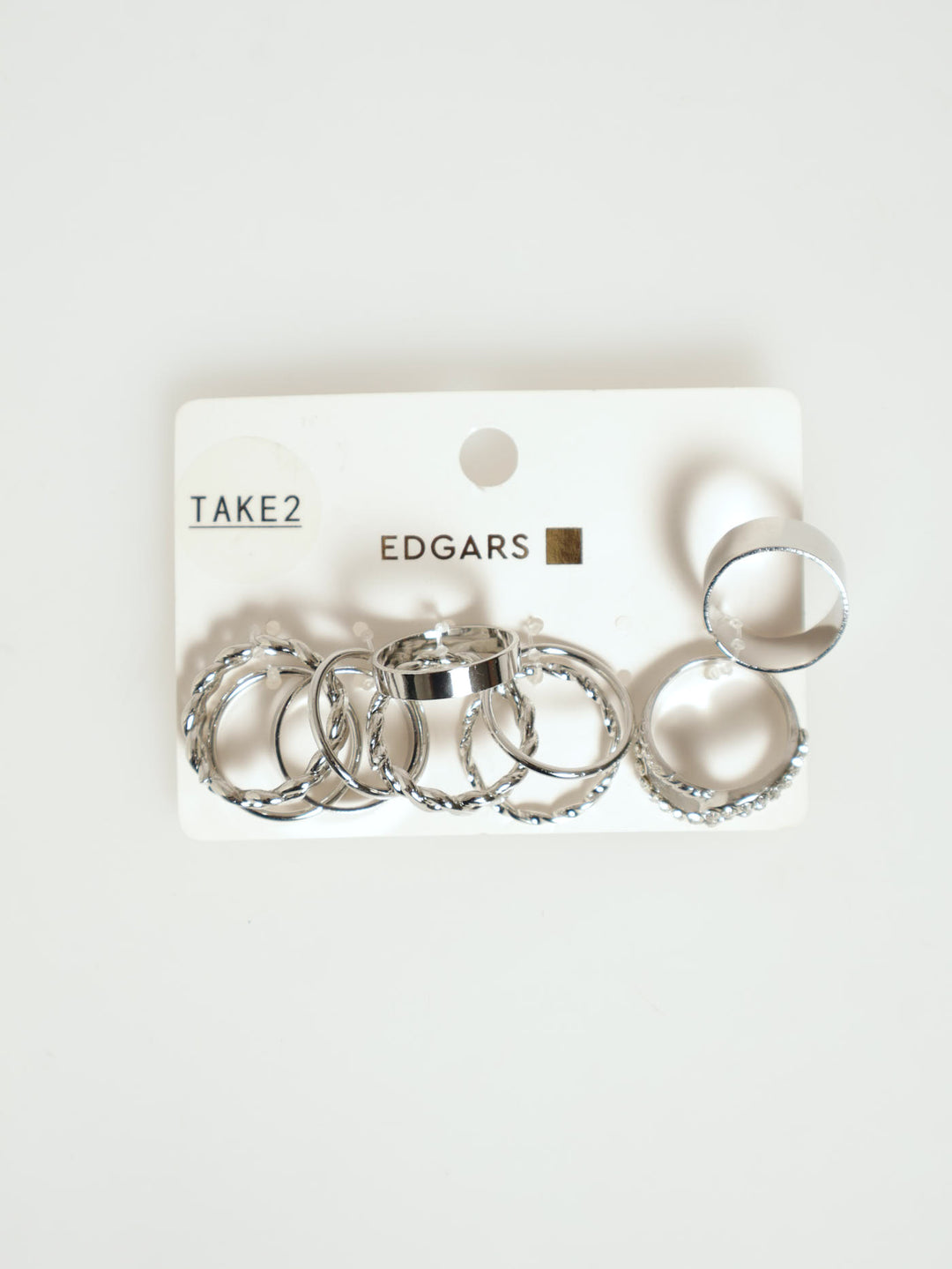 10 Pack Twist Rings - Silver