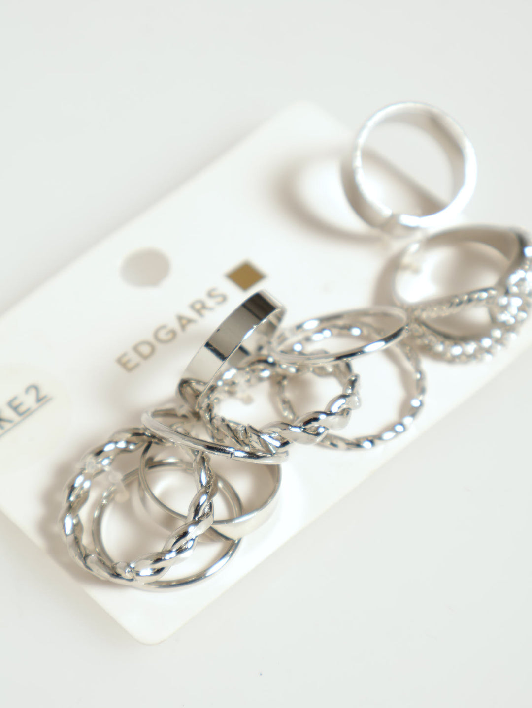 10 Pack Twist Rings - Silver
