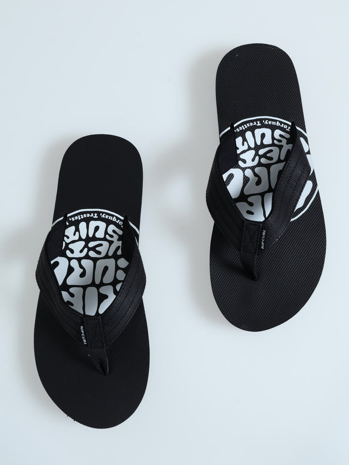 Ripper Bloom Open Toe Wide Vamp Sandal - Black/White