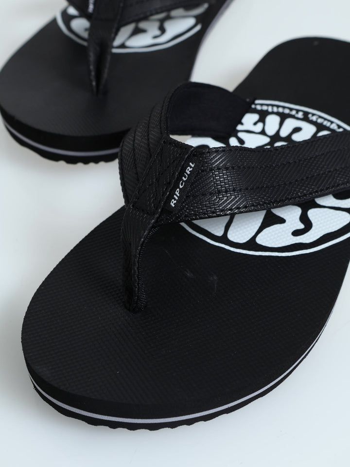Ripper Bloom Open Toe Wide Vamp Sandal - Black/White