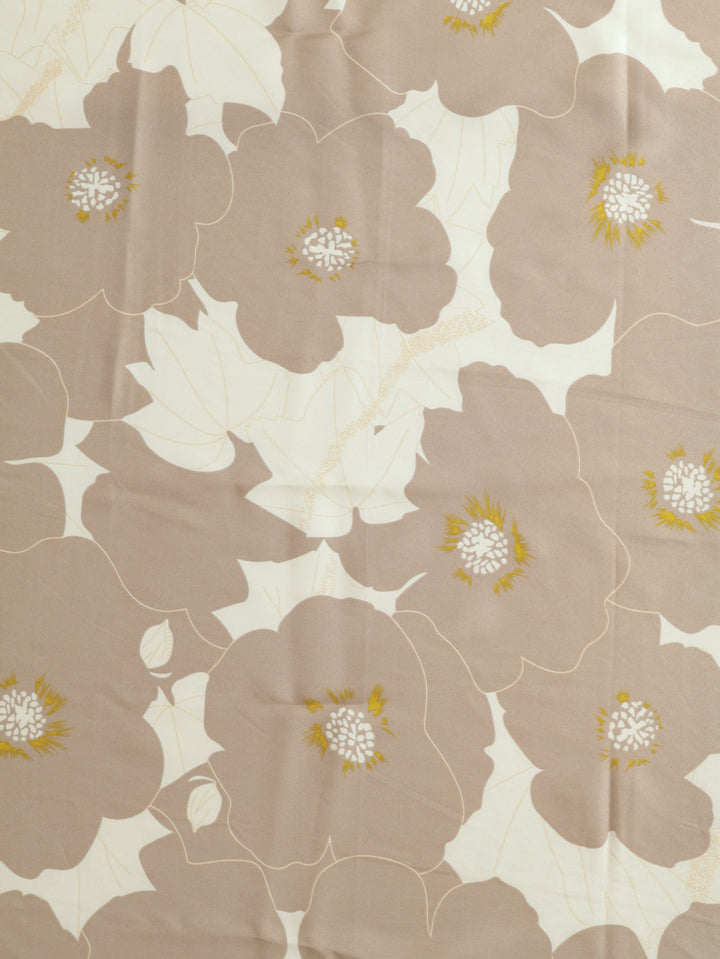 Floral Satin Feel Scarf - Stone
