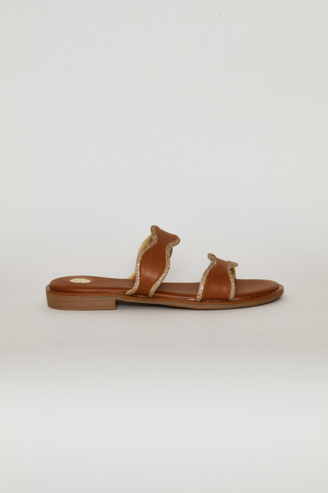 Gold Trim Sandal - Tan
