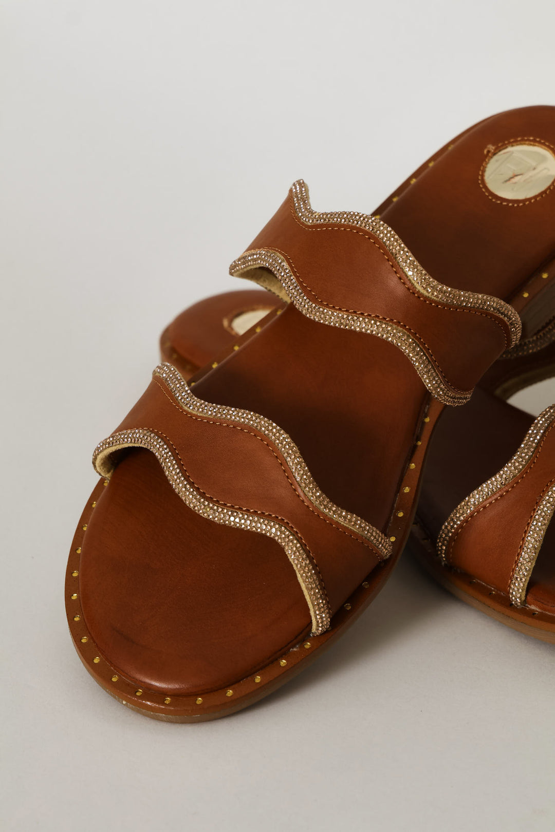 Gold Trim Sandal - Tan