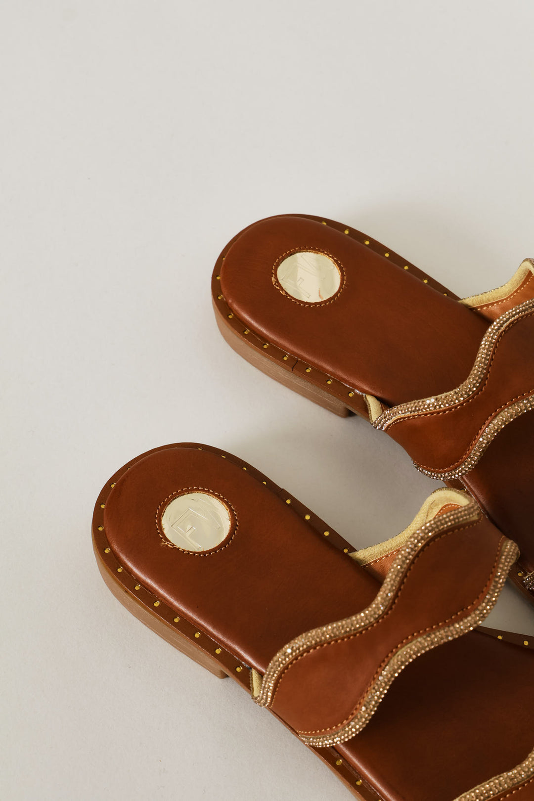 Gold Trim Sandal - Tan