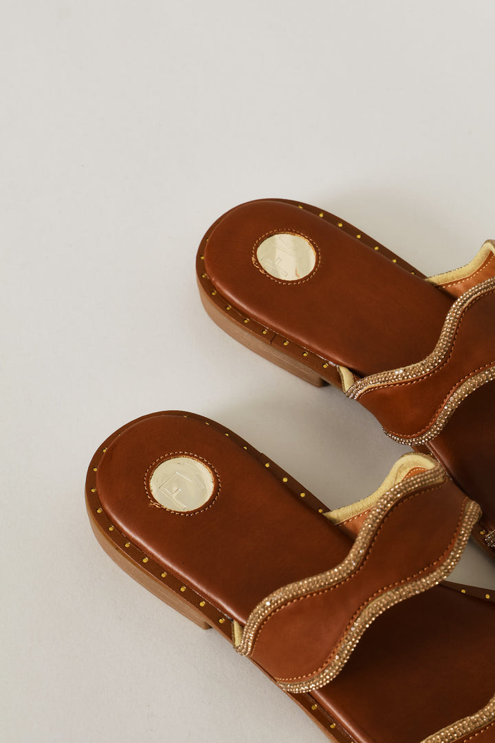 Gold Trim Sandal - Tan