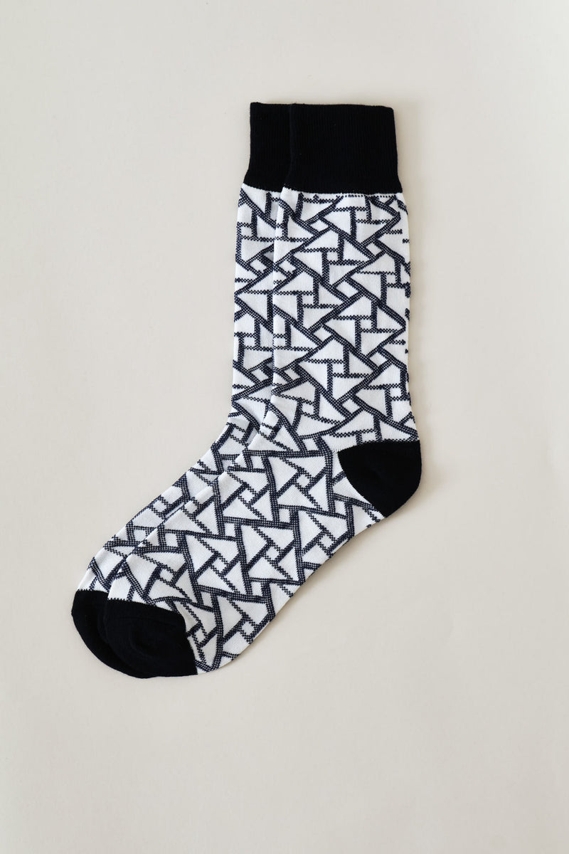 Single Geometric Anklet Sock - Cream
