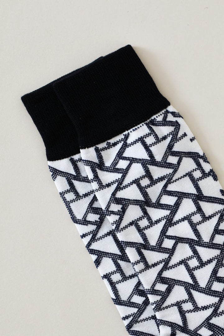 Single Geometric Anklet Sock - Cream