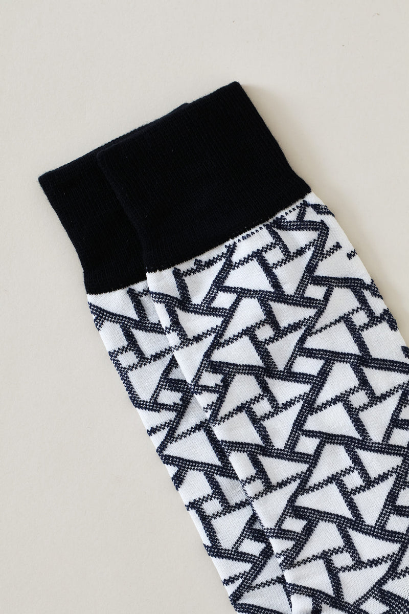 Single Geometric Anklet Sock - Cream