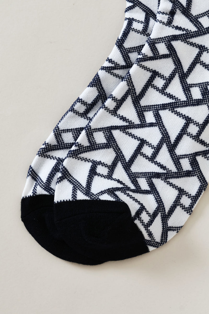 Single Geometric Anklet Sock - Cream