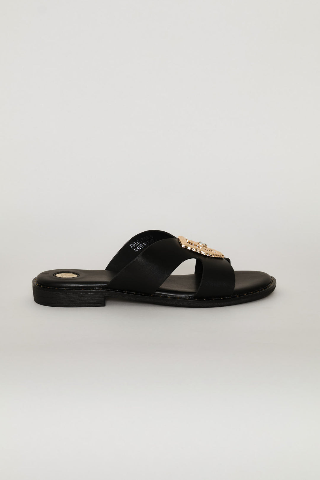 Gold Trim Sandal - Black