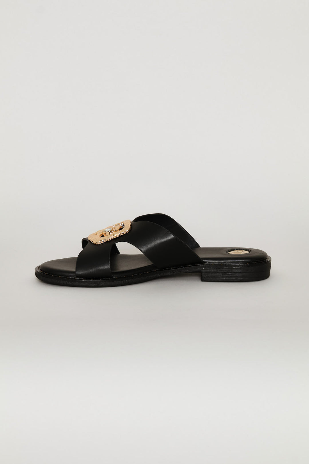Gold Trim Sandal - Black