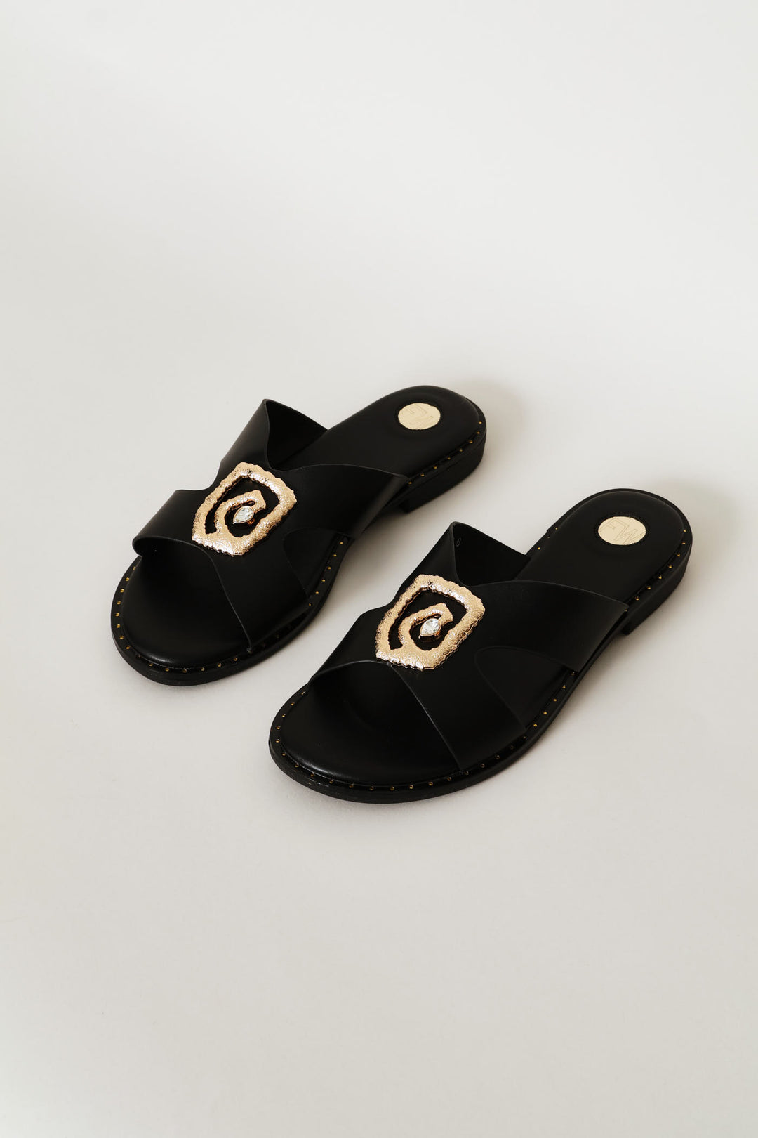 Gold Trim Sandal - Black