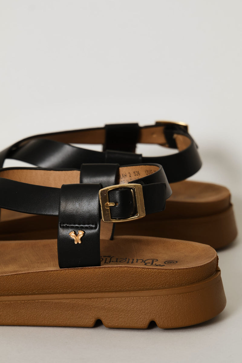 Gold Detail Sandal - Black