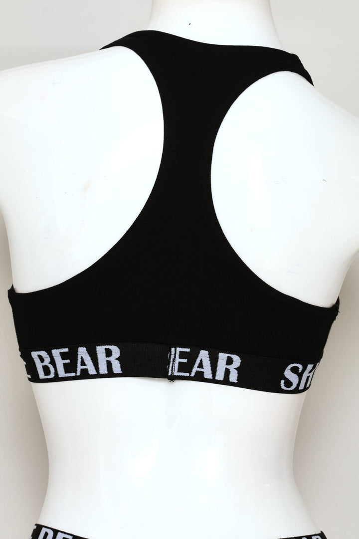 Racer Back Crop Bra - Black